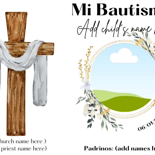 Baptism Thank You Favor Template - Recuerdo de Bautismo