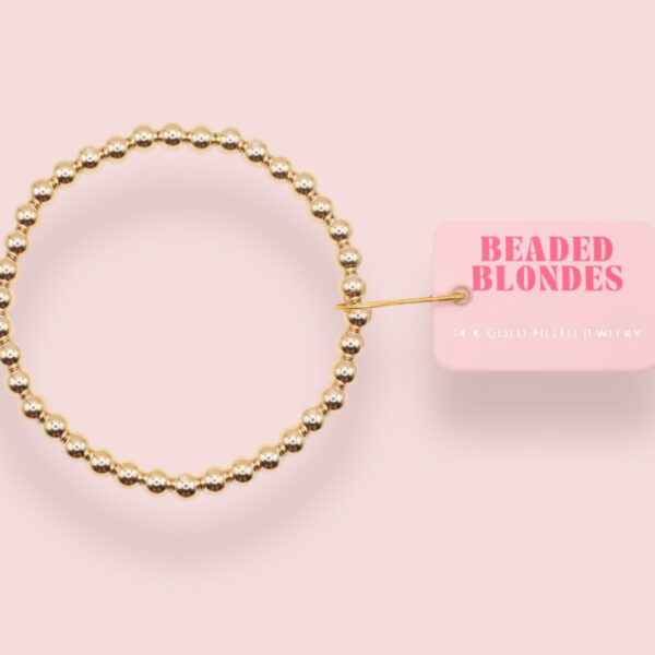 5MM Gold Beaded Bracelet- Beaded Blondes