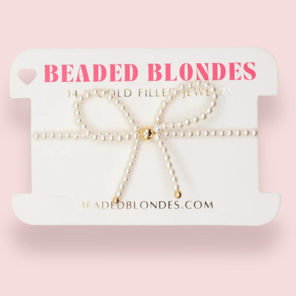 Pearl Bow Bracelet- Beaded Blondes