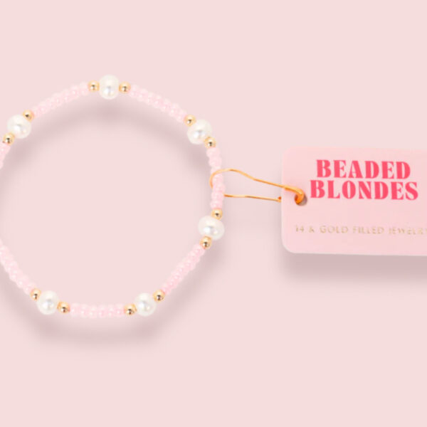 Pink Luster Pearl Bracelet- Beaded Blondes