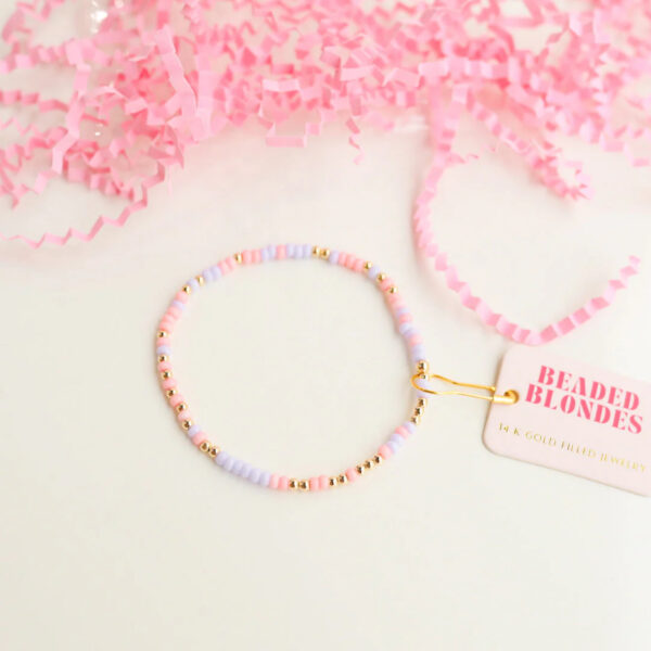 Pink and Light Purple Sprinkle Bracelet- Beaded Blondes