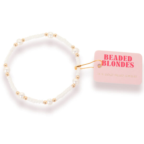 White Pearl Bracelet- Beaded Blondes