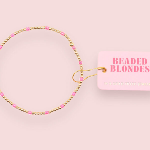 Hot Pink Dainty Poppi Bracelet- Beaded Blondes