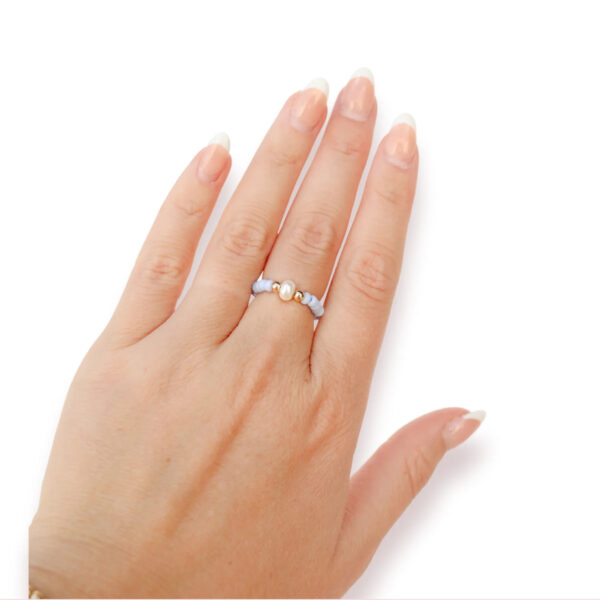 Pastel White Pearl Ring Beaded Blondes