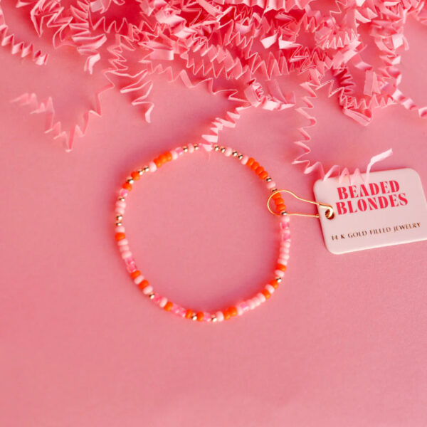 Pinks & Orange Sprinkle Bracelet- Beaded Blondes